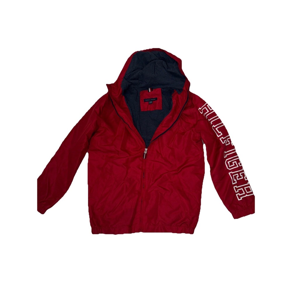 Vintage Tommy Hilfiger Windbreaker Jacket Men Medium Spellout Flag 90s 14/16‎ - Picture 4 of 10